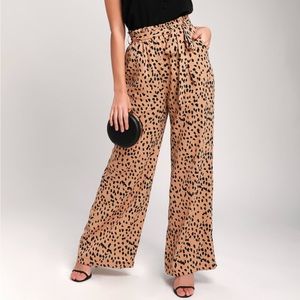 Wide leg “paper bag” waist pants